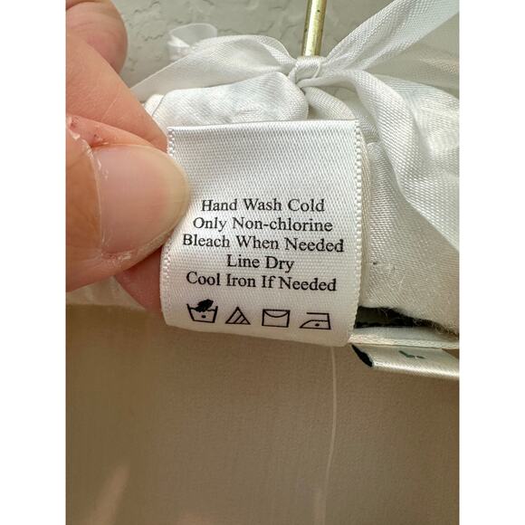 COLDWATER CREEK | Cream Lace Trim Blouse Sheer Ruffle Cuffs Romantic Top | Large - Picture 7 of 8